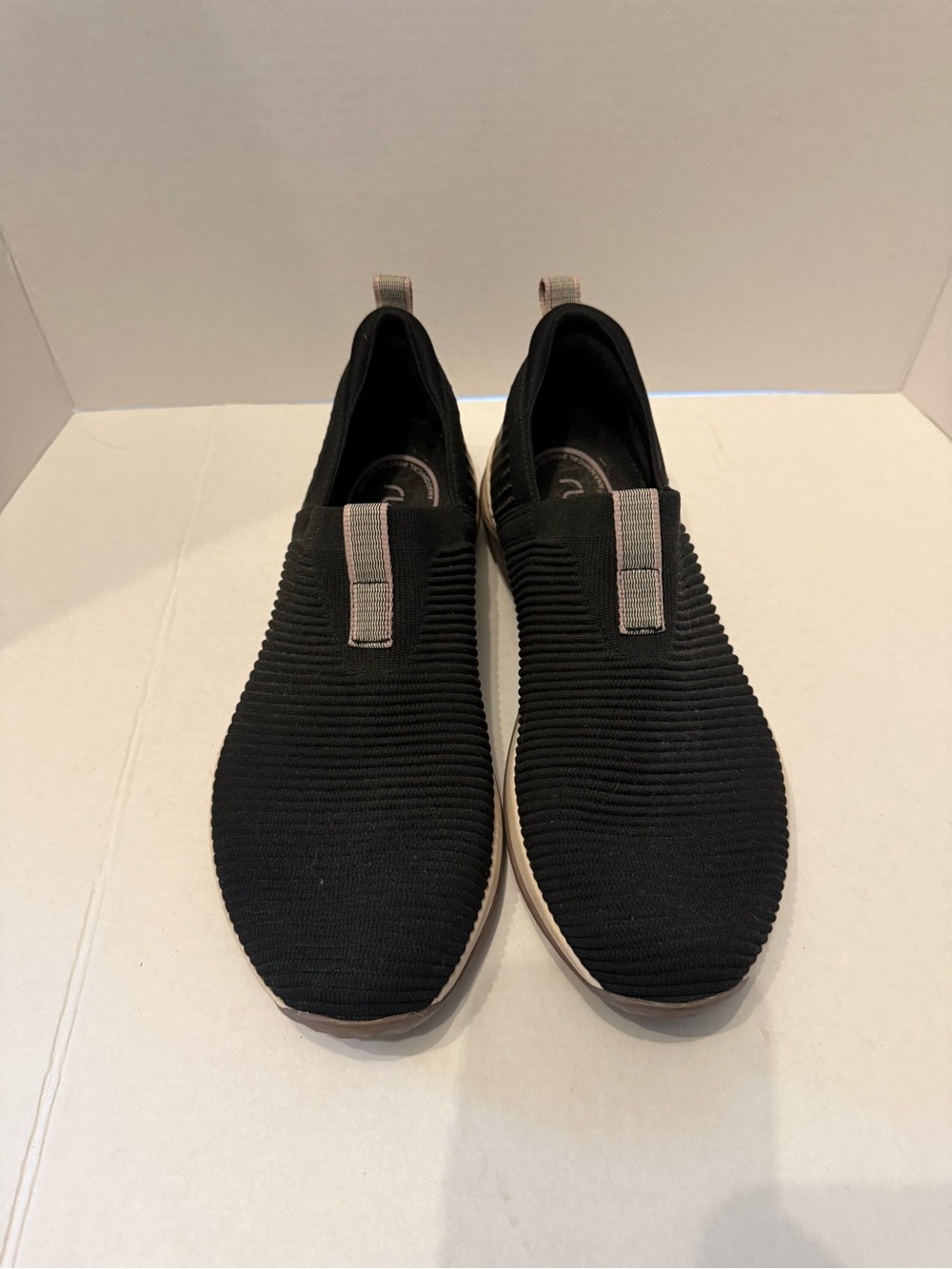 Ryka Echo Knit Slip On Sneakers Women’s 11W Wide Black Cream Taupe Walking Shoes